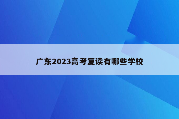 广东2023高考复读有哪些学校