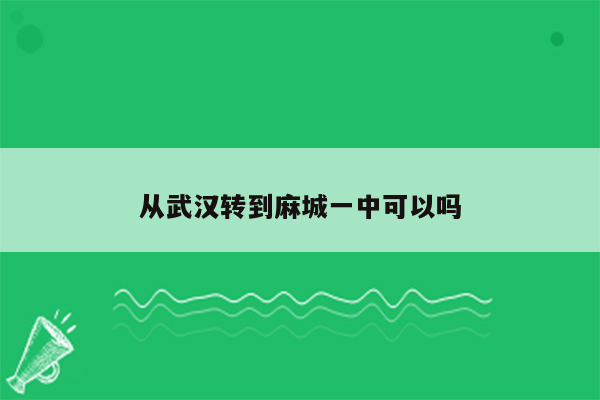 从武汉转到麻城一中可以吗