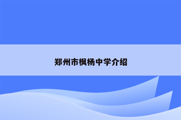 郑州市枫杨中学介绍