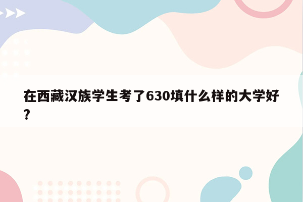 在西藏汉族学生考了630填什么样的大学好?