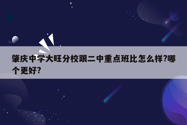 肇庆中学大旺分校跟二中重点班比怎么样?哪个更好?