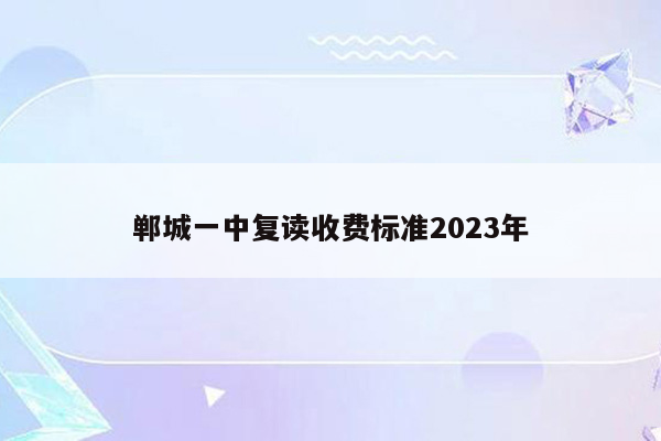 郸城一中复读收费标准2023年