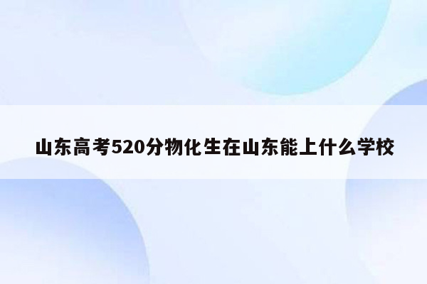 山东高考520分物化生在山东能上什么学校