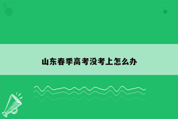 山东春季高考没考上怎么办