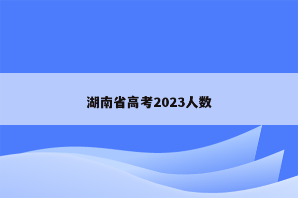 湖南省高考2023人数