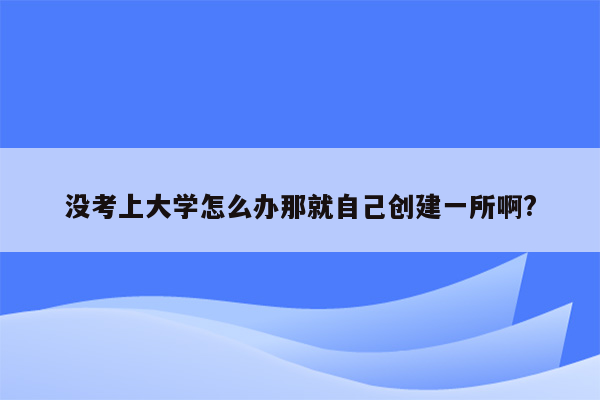 没考上大学怎么办那就自己创建一所啊?