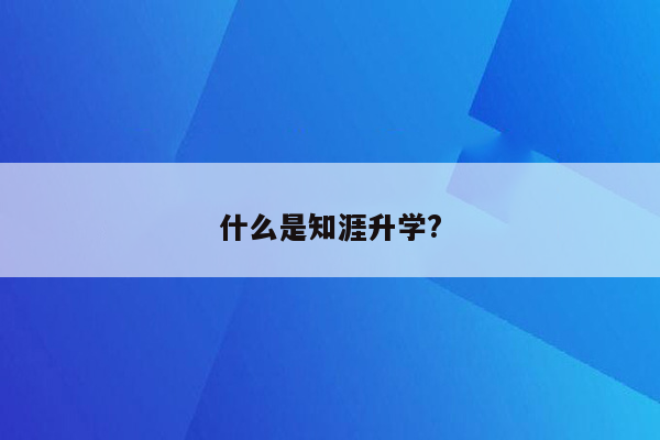 什么是知涯升学?