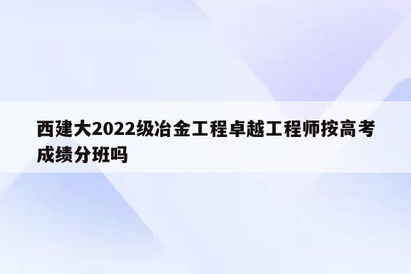 西建大2022级冶金工程卓越工程师按高考成绩分班吗