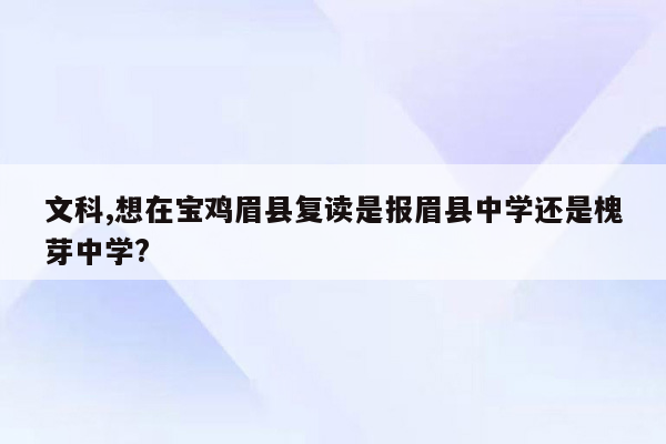 文科,想在宝鸡眉县复读是报眉县中学还是槐芽中学?