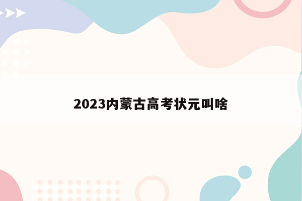 2023内蒙古高考状元叫啥