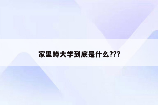 家里蹲大学到底是什么???