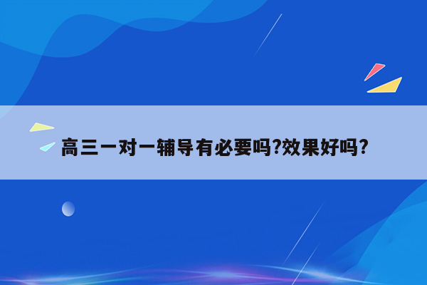 高三一对一辅导有必要吗?效果好吗?