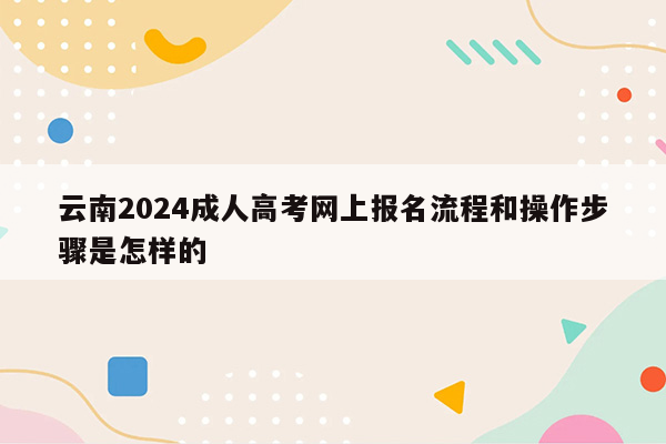 云南2024成人高考网上报名流程和操作步骤是怎样的