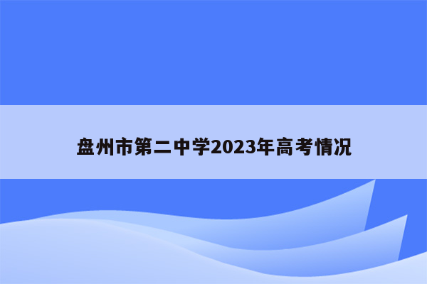 盘州市第二中学2023年高考情况