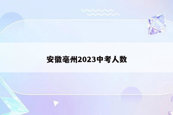 安徽亳州2023中考人数