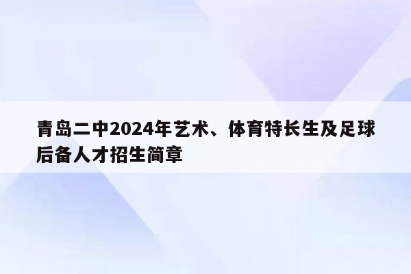 青岛二中2024年艺术、体育特长生及足球后备人才招生简章