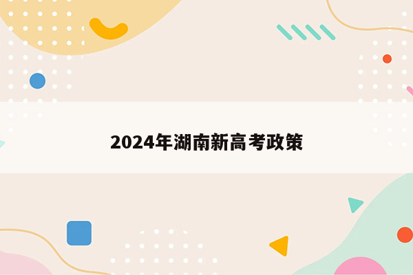 2024年湖南新高考政策