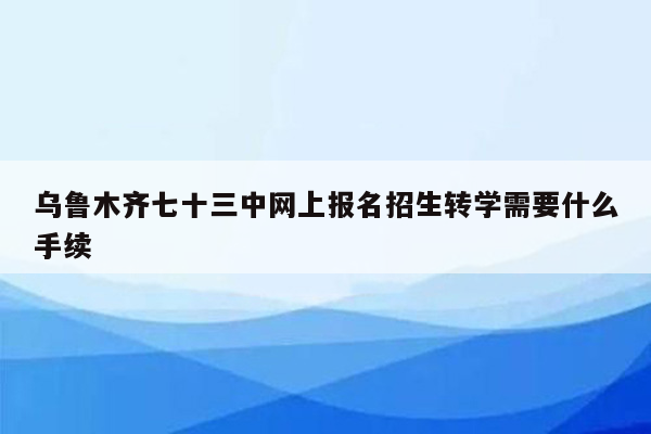 乌鲁木齐七十三中网上报名招生转学需要什么手续