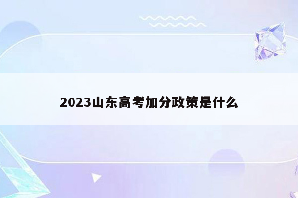 2023山东高考加分政策是什么