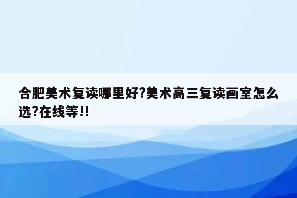 合肥美术复读哪里好?美术高三复读画室怎么选?在线等!!