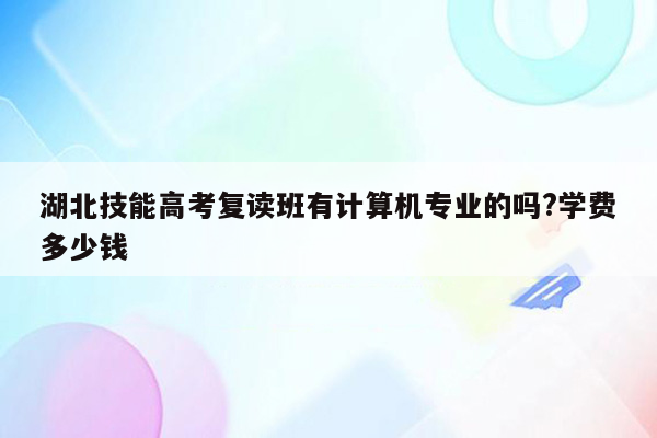 湖北技能高考复读班有计算机专业的吗?学费多少钱