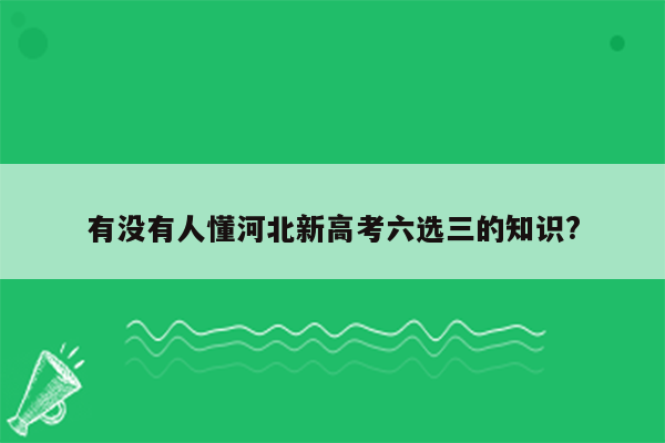 有没有人懂河北新高考六选三的知识?