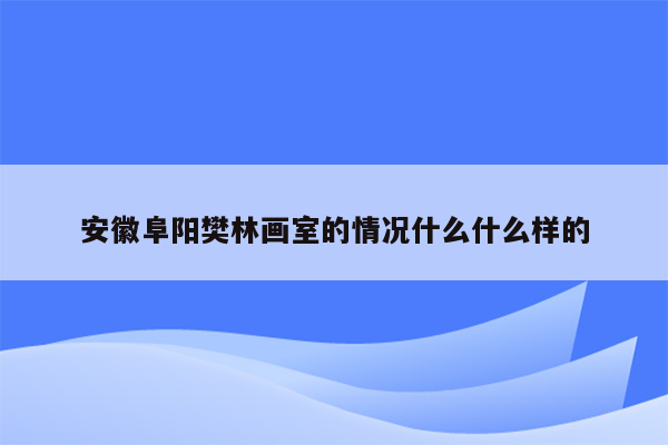 安徽阜阳樊林画室的情况什么什么样的