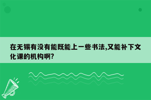 在无锡有没有能既能上一些书法,又能补下文化课的机构啊?