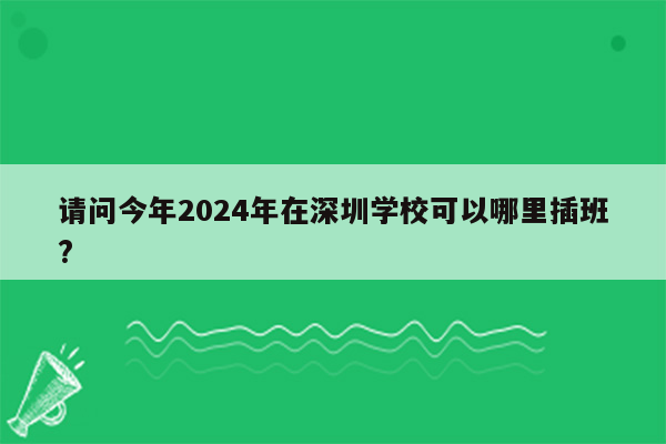 请问今年2024年在深圳学校可以哪里插班?