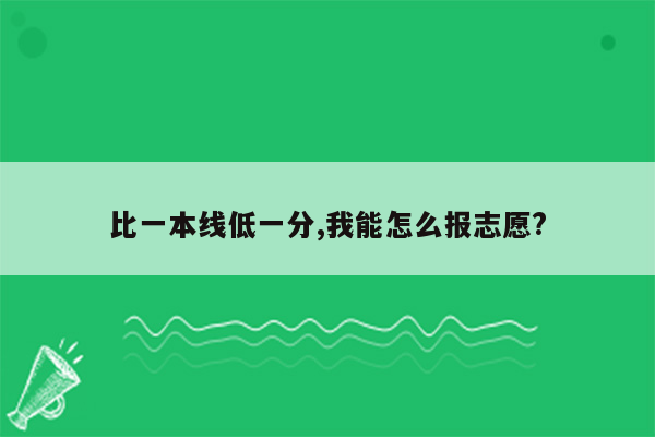 比一本线低一分,我能怎么报志愿?