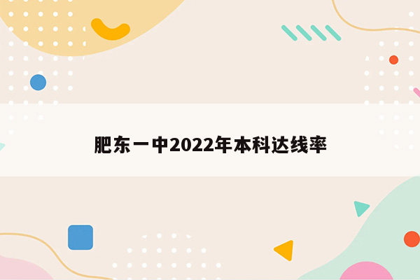 肥东一中2022年本科达线率