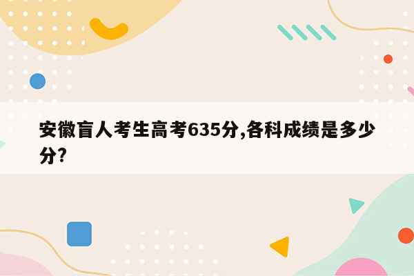 安徽盲人考生高考635分,各科成绩是多少分?