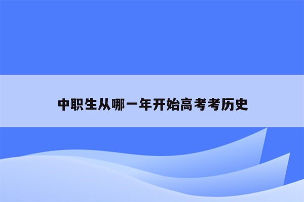 中职生从哪一年开始高考考历史