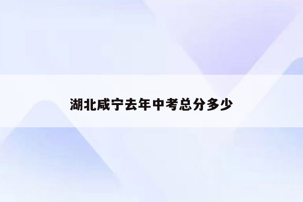 湖北咸宁去年中考总分多少