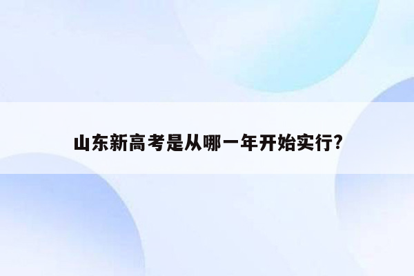 山东新高考是从哪一年开始实行?