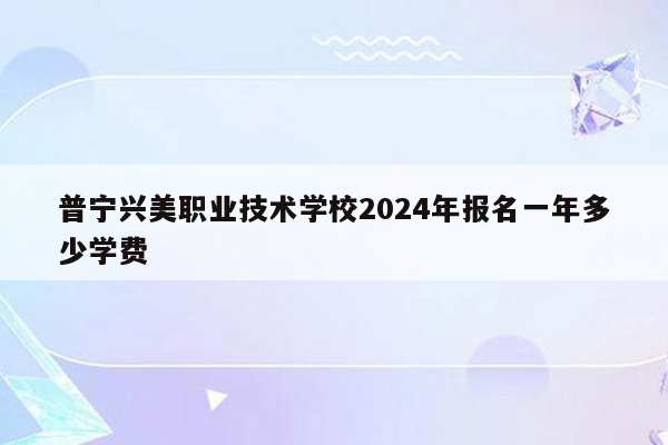 普宁兴美职业技术学校2024年报名一年多少学费