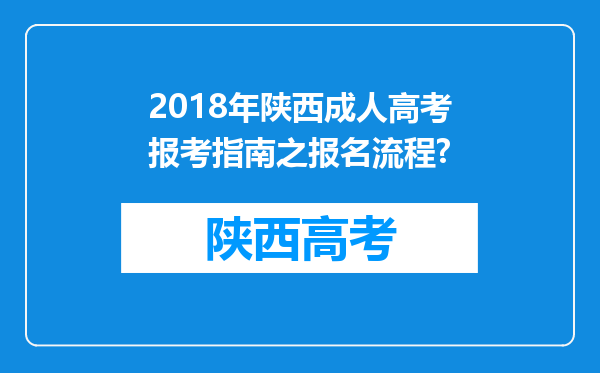 2018年陕西成人高考报考指南之报名流程?