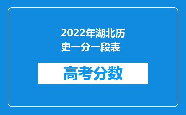 2022年湖北历史一分一段表