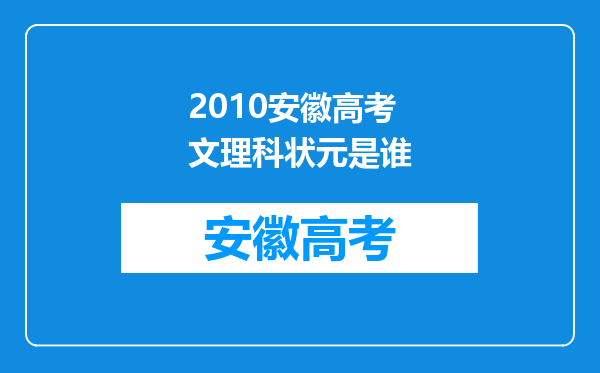 2010安徽高考文理科状元是谁