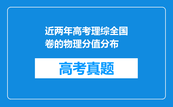 近两年高考理综全国卷的物理分值分布