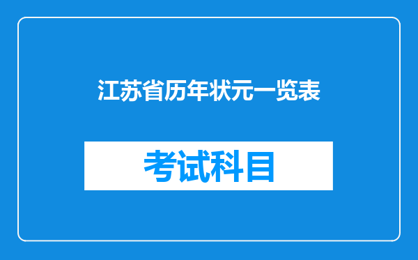 江苏省历年状元一览表