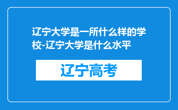 辽宁大学是一所什么样的学校-辽宁大学是什么水平