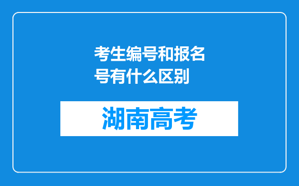 考生编号和报名号有什么区别