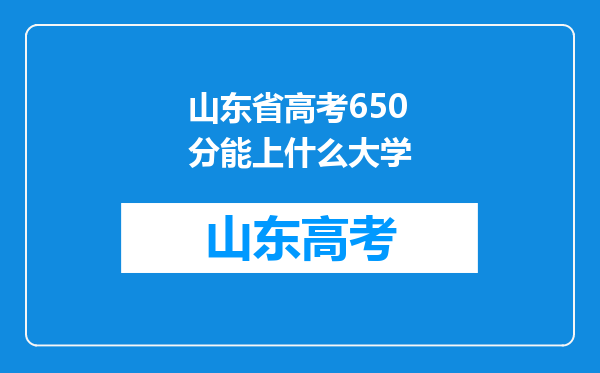 山东省高考650分能上什么大学