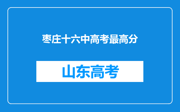 枣庄十六中高考最高分