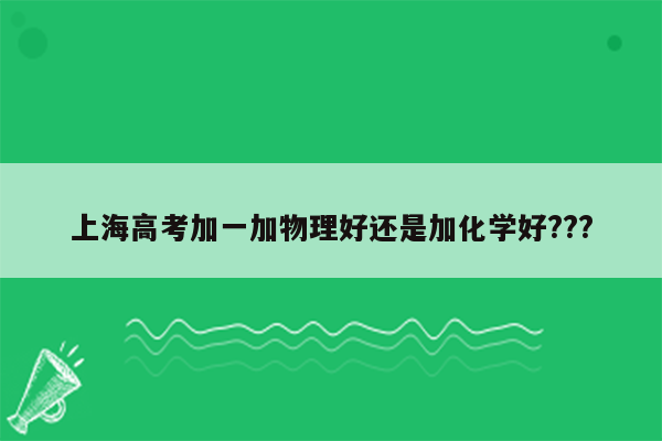 上海高考加一加物理好还是加化学好???