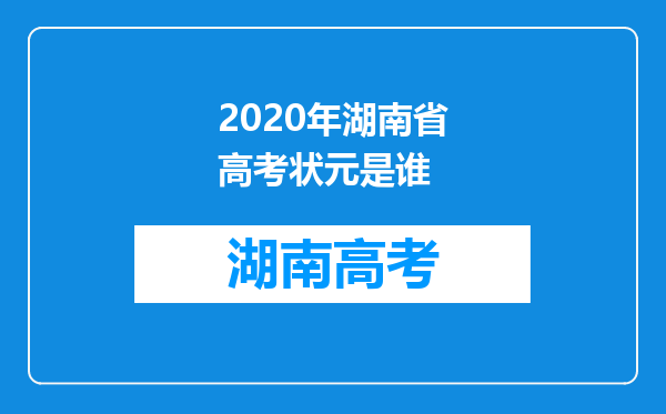 2020年湖南省高考状元是谁