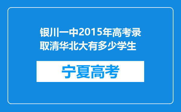 银川一中2015年高考录取清华北大有多少学生