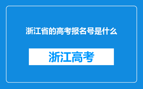 浙江省的高考报名号是什么