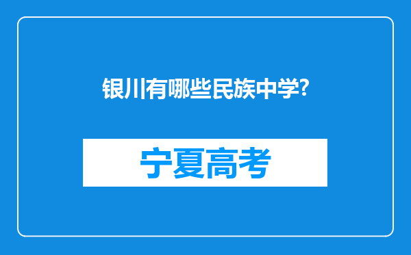 银川有哪些民族中学?